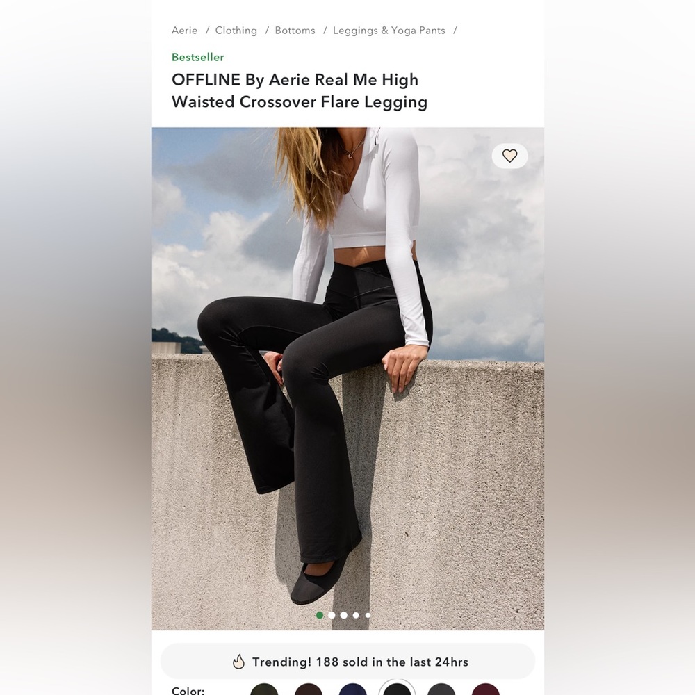 Real Me High-Waisted Crossover Flare Legging - Black- OFFLINE by Aerie